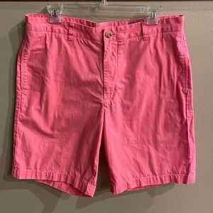 Vineyard Vines men’s island shorts flat front cotton pink 4 pockets waist 34